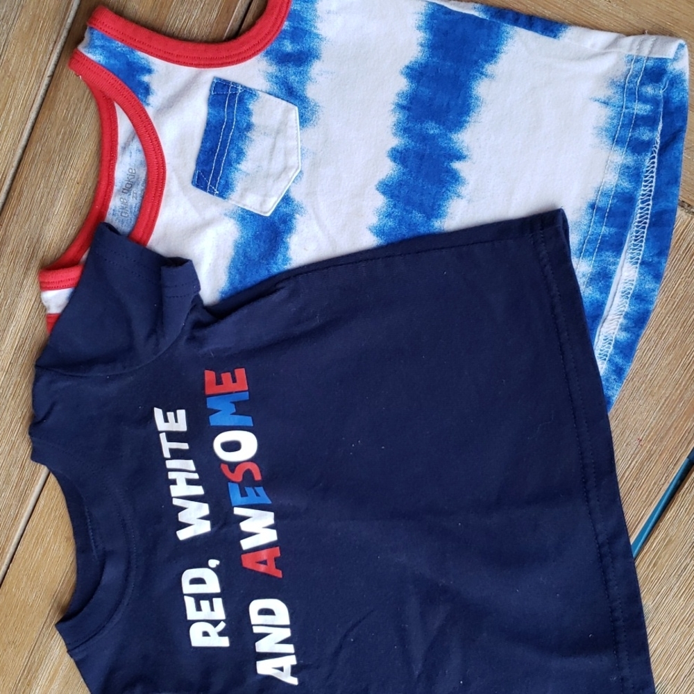 2 okie dokie size 2t 4th of july summer shirts. Preloved.